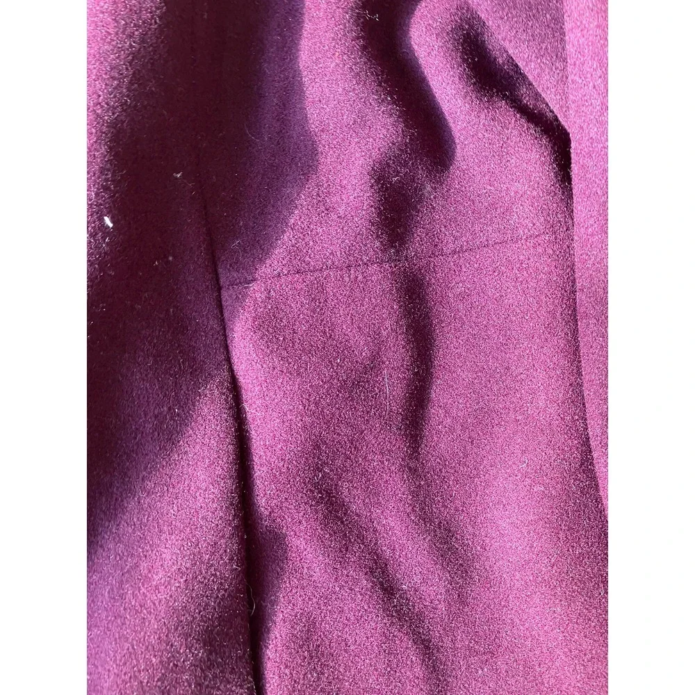 Lands End Women's Wool Blend Button Mid Length Dress Coat Maroon Size 16W petite